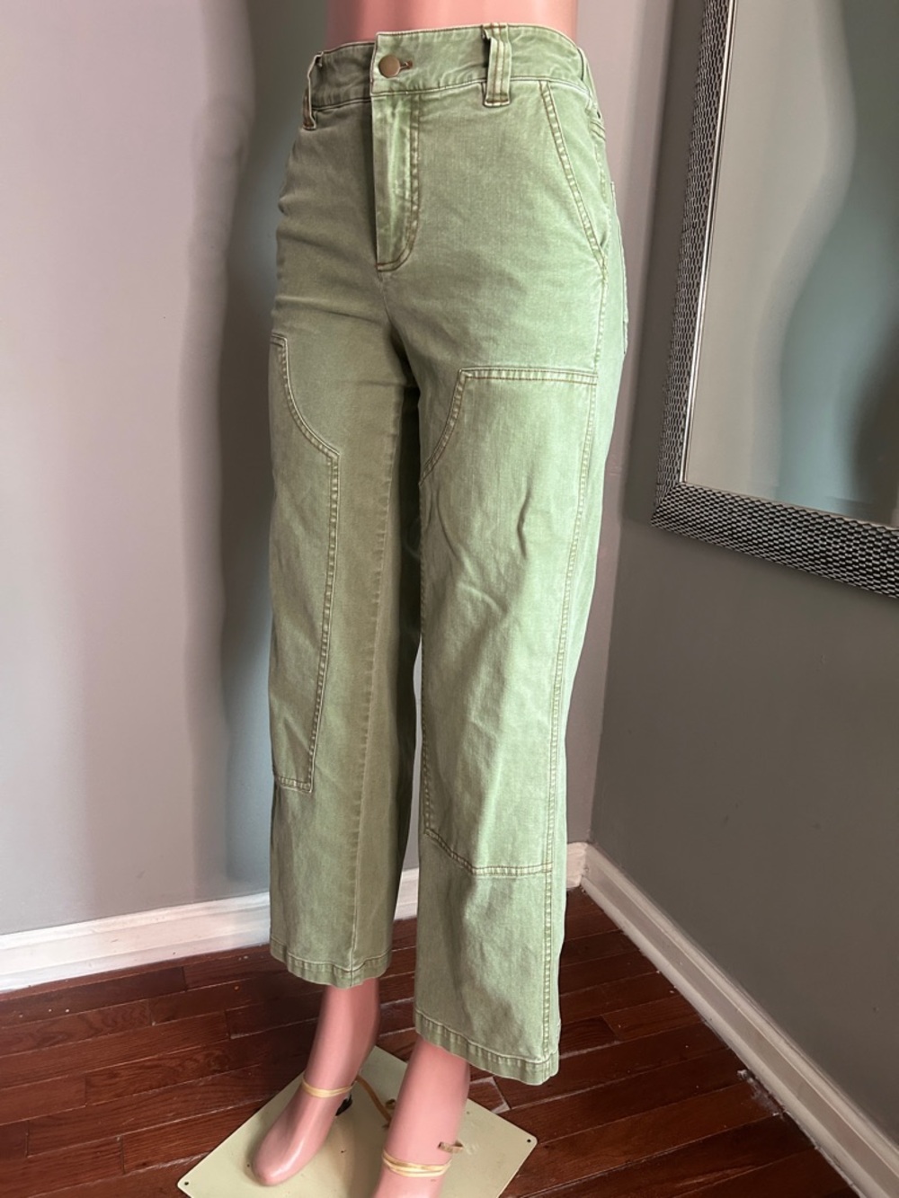 YFB High-Rise Cropped Utility Jeans - Sage Green inseam 28 inches